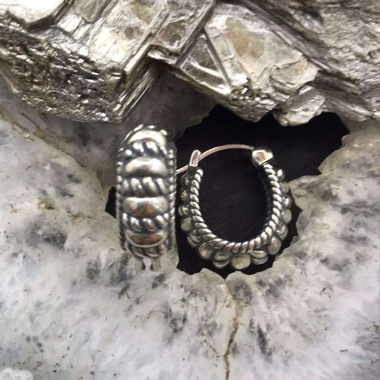 Carolyn Pollack Sterling Silver Medium Width Decorated Hoop Earrings For Women