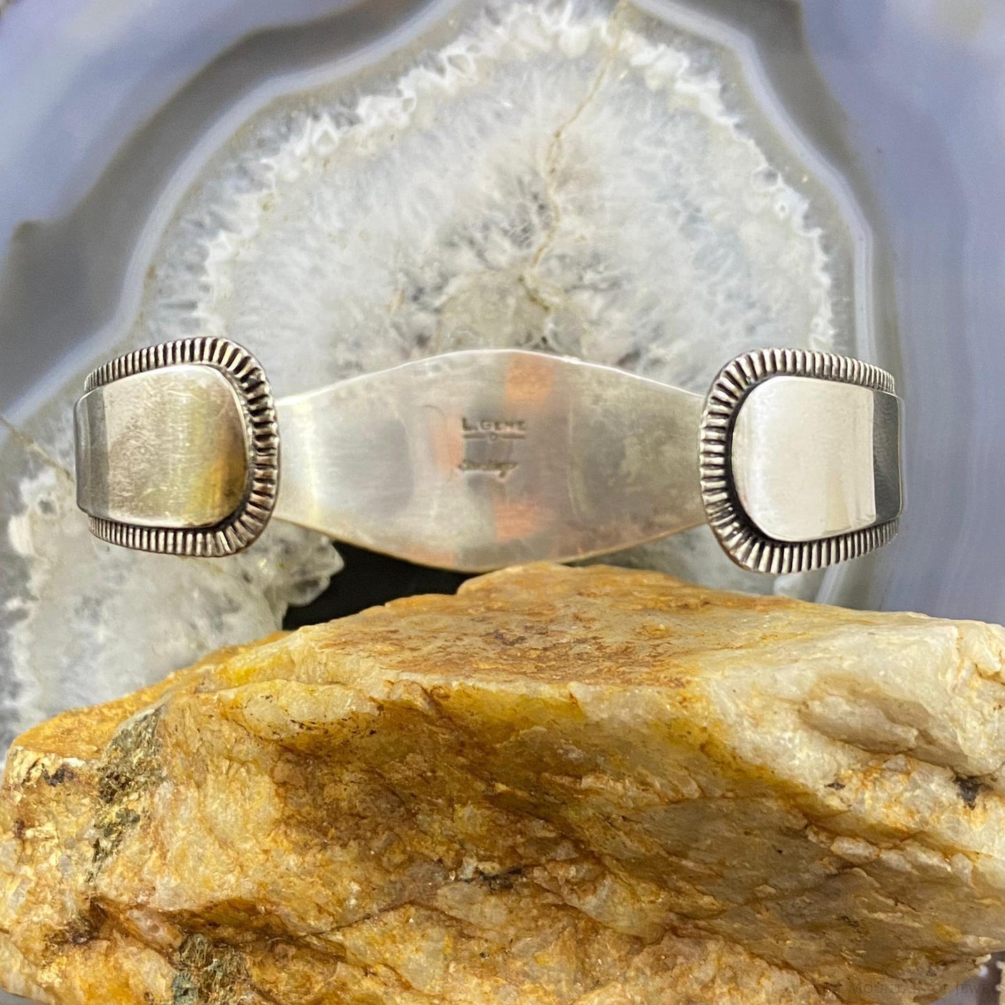 Leonard Gene Vintage Sterling Silver Overlay Oval Turquoise Bracelet For Women