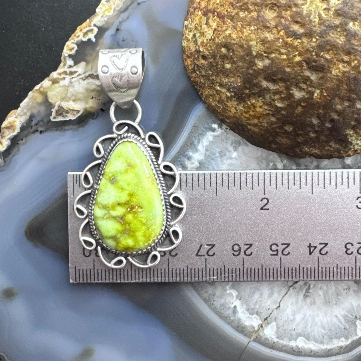 Sterling Silver Southwestern Style Large Teardrop Palomino Pendant For Women