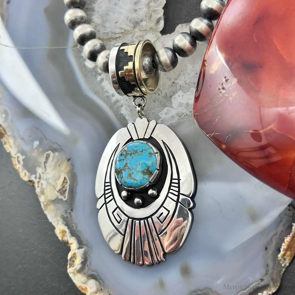 Tommy & Rosita Singer Sterling Silver Overlay w/Turquoise Unisex Pendant