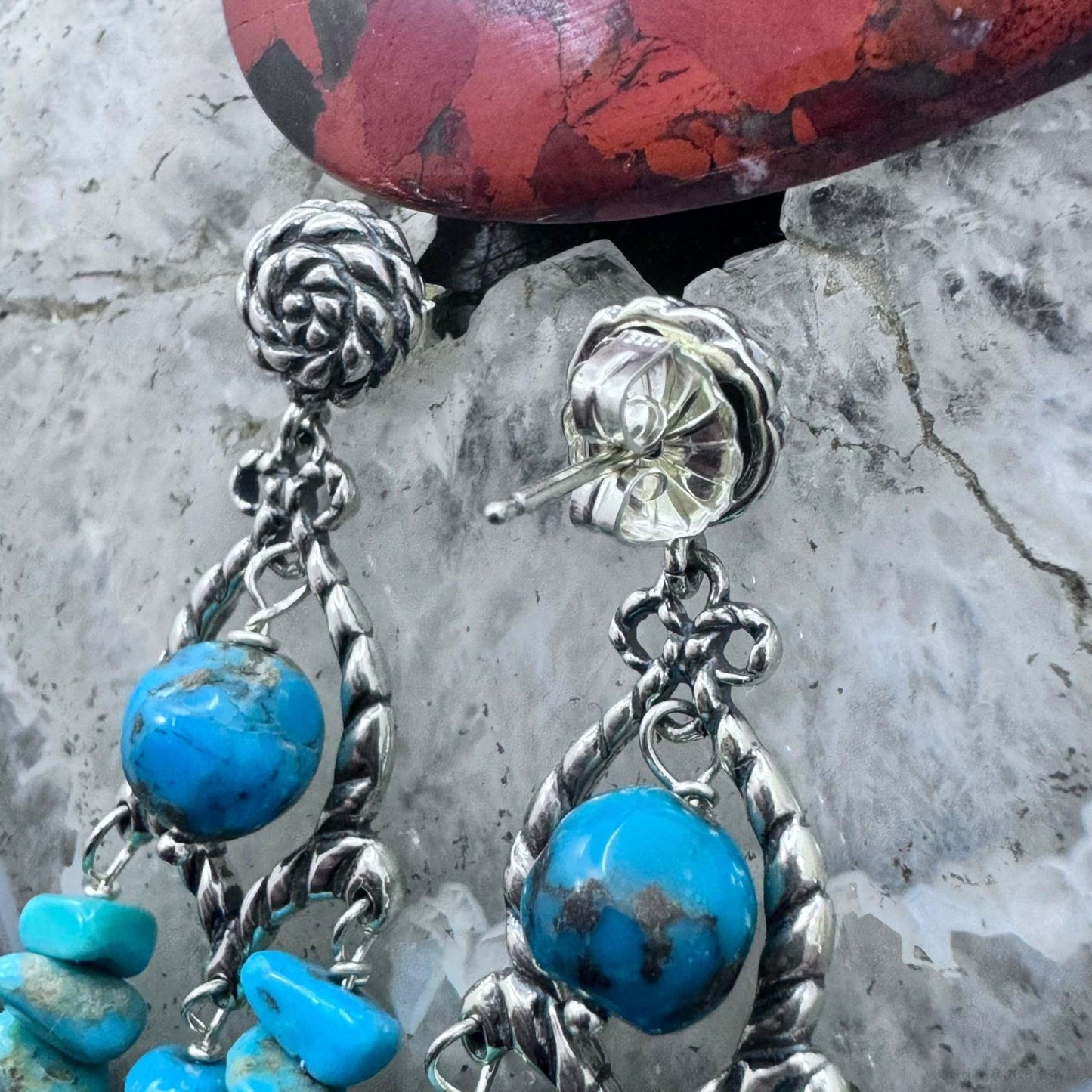 Carolyn Pollack Sterling Silver Turquoise Bead Dangle Earrings For Women