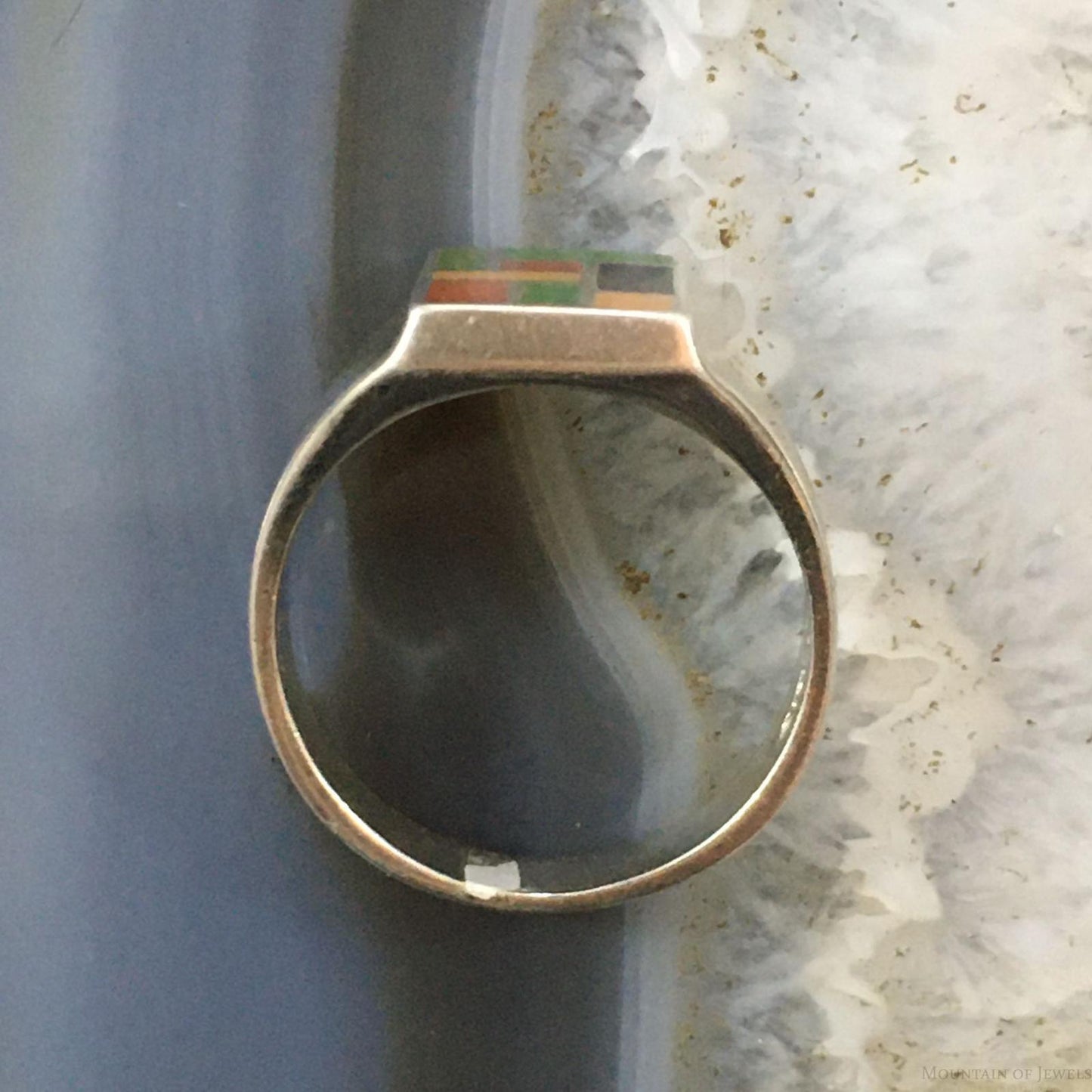 Carolyn Pollack Southwestern Style Sterling Silver Multi-gemstone Chip Inlay Shield Ring For Women