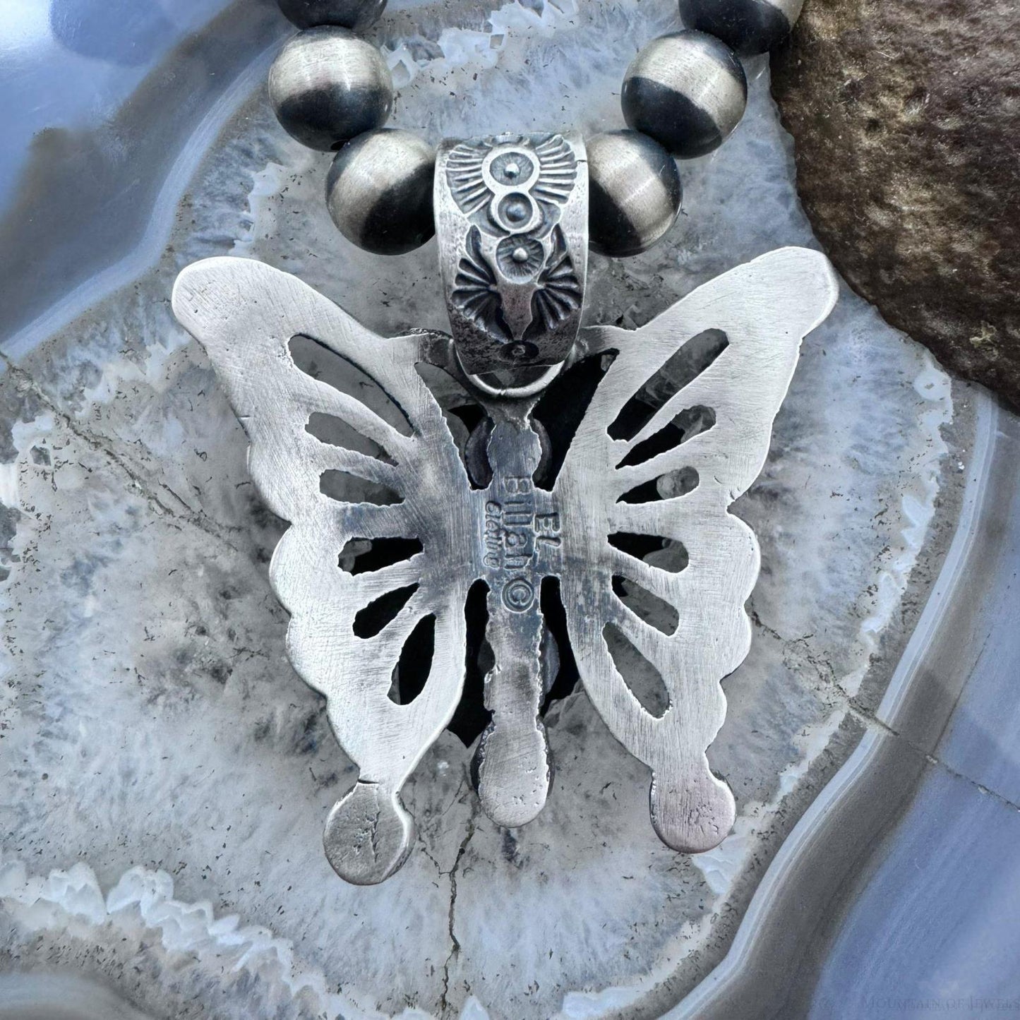 Eva & Linberg Billah Sterling Silver Butterfly w/Turquoise Decorated Pendant For Women