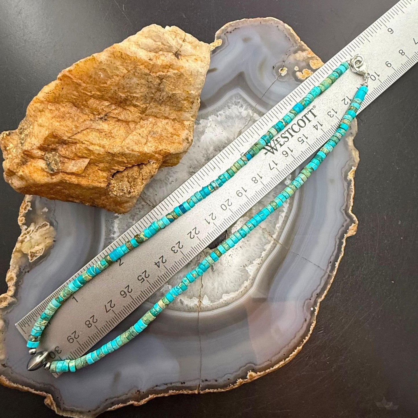 Sterling Silver Turquoise and Navajo Pearl Beads 17" Necklace For Women