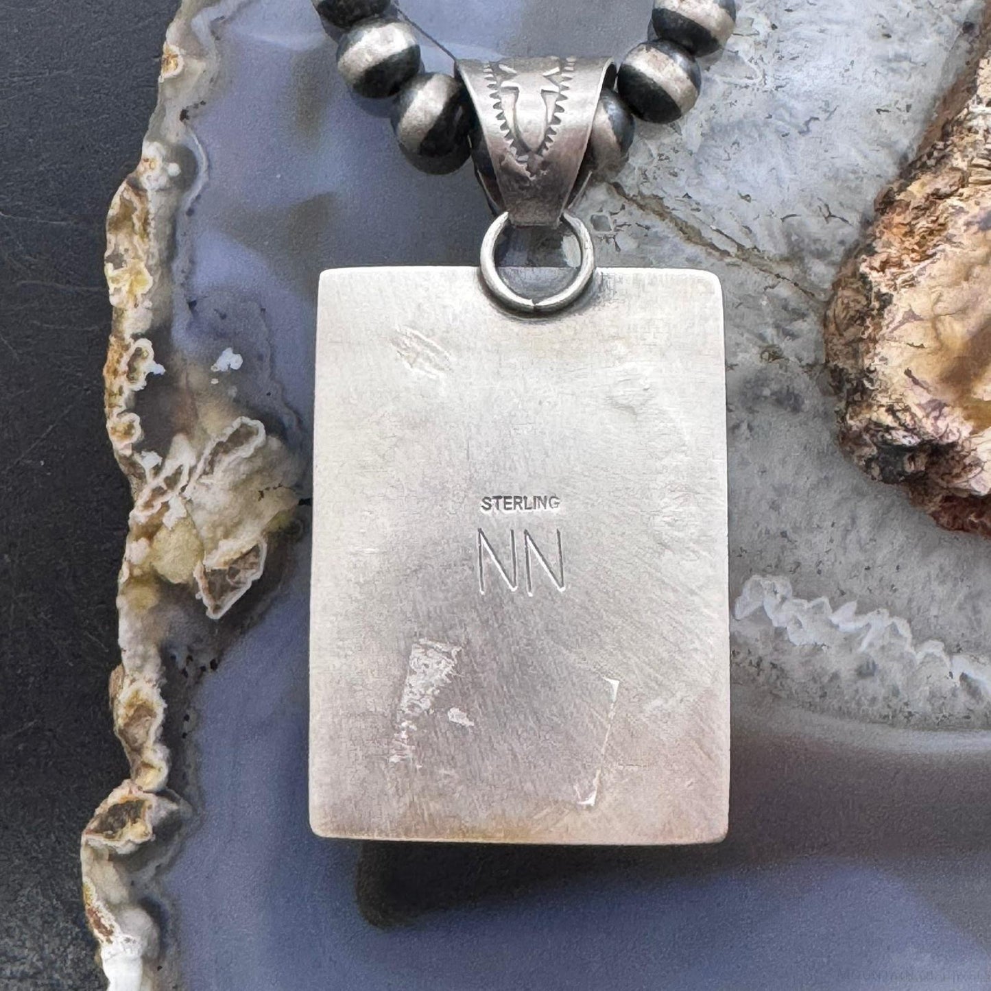 Native American Sterling Silver Purple Phosphosiderite Decorated Pendant For Women