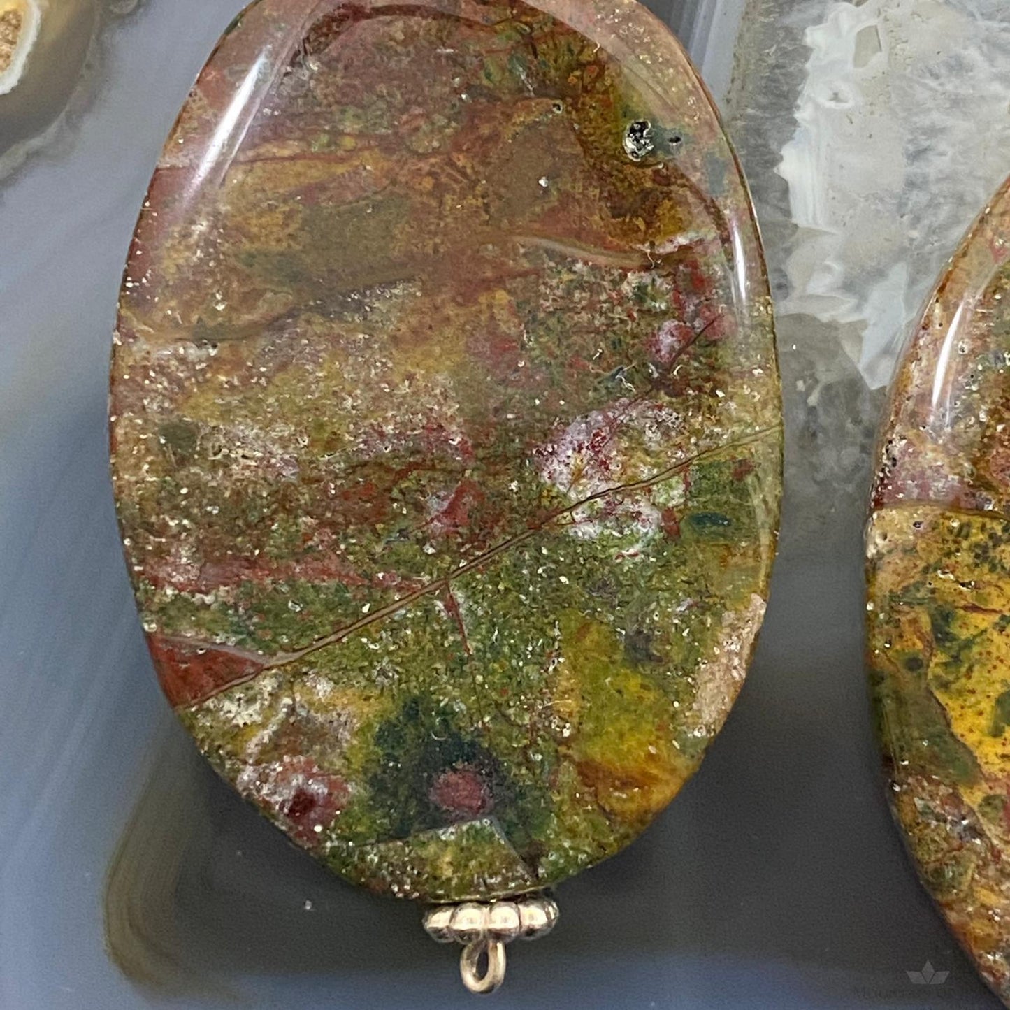 Sterling Silver Oval Bloodstone Agate Slab Dangle Earrings For Women #104
