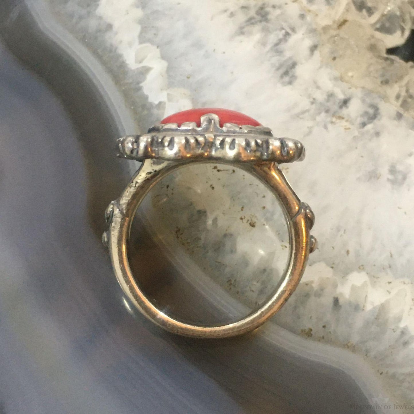 Carolyn Pollack Southwestern Style Sterling Silver Red Jasper Decorated Heart Ring For Women