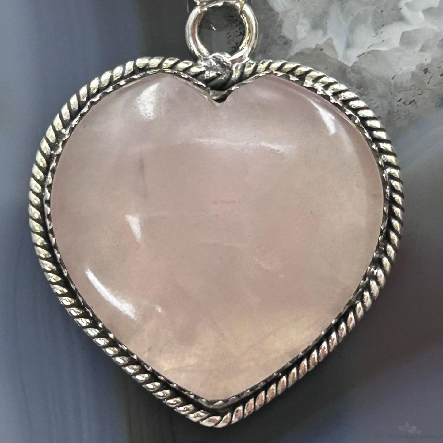 Sterling Silver Southwestern Style Rose Quartz Heart Pendant For Women #1