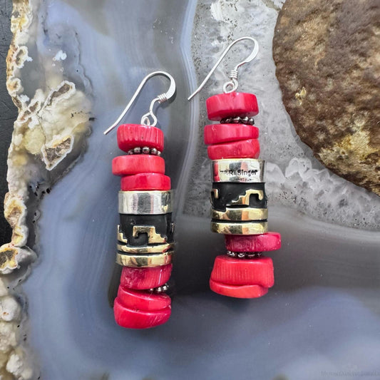 Tommy & Rosita Singer Sterling Silver Red Jasper Bead Dangle Earrings For Women