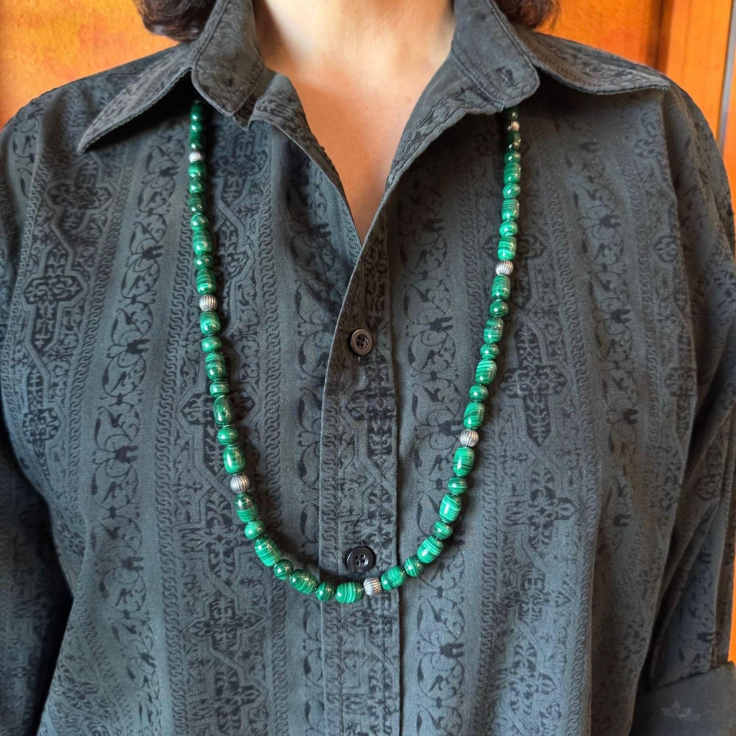 Carolyn Pollack Vintage 7mm-10mm Malachite Beads 35"-39" Necklace For Women