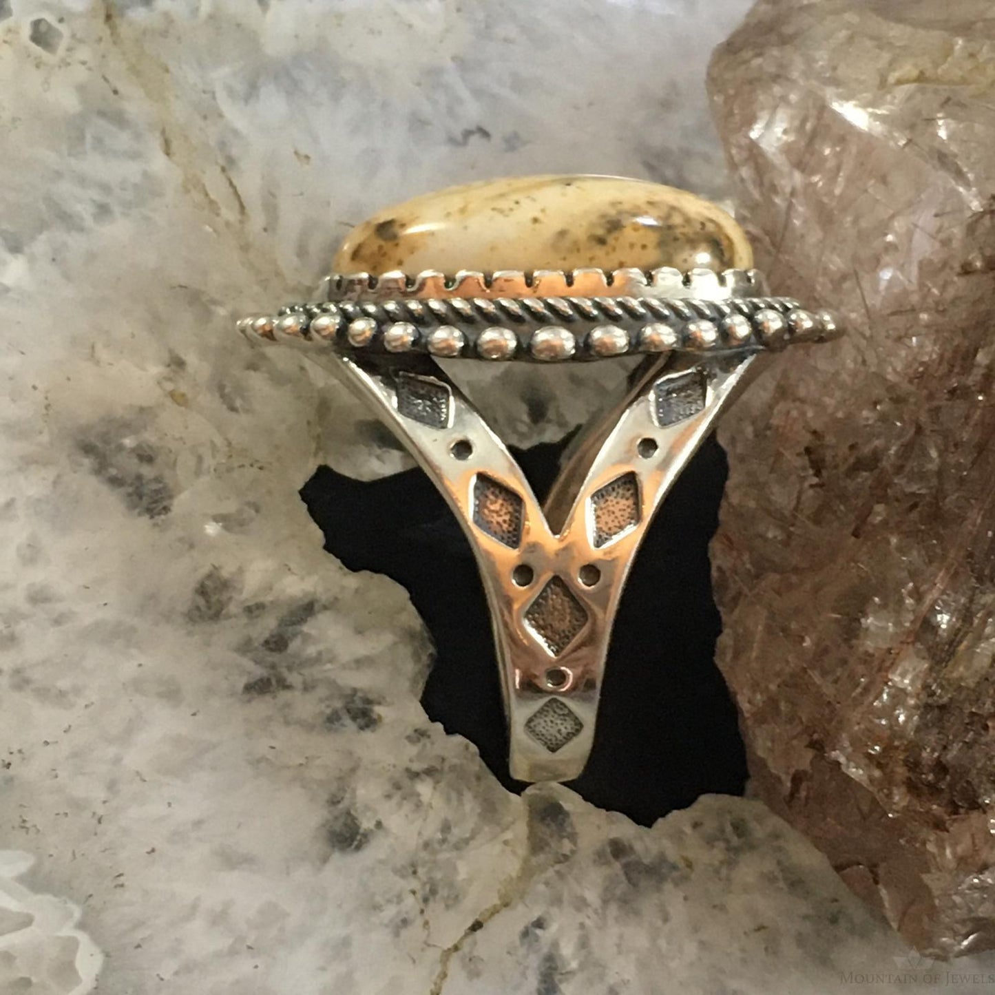 Carolyn Pollack Vintage Sterling Silver Oval Picture Jasper Decorated Ring For Women For Women