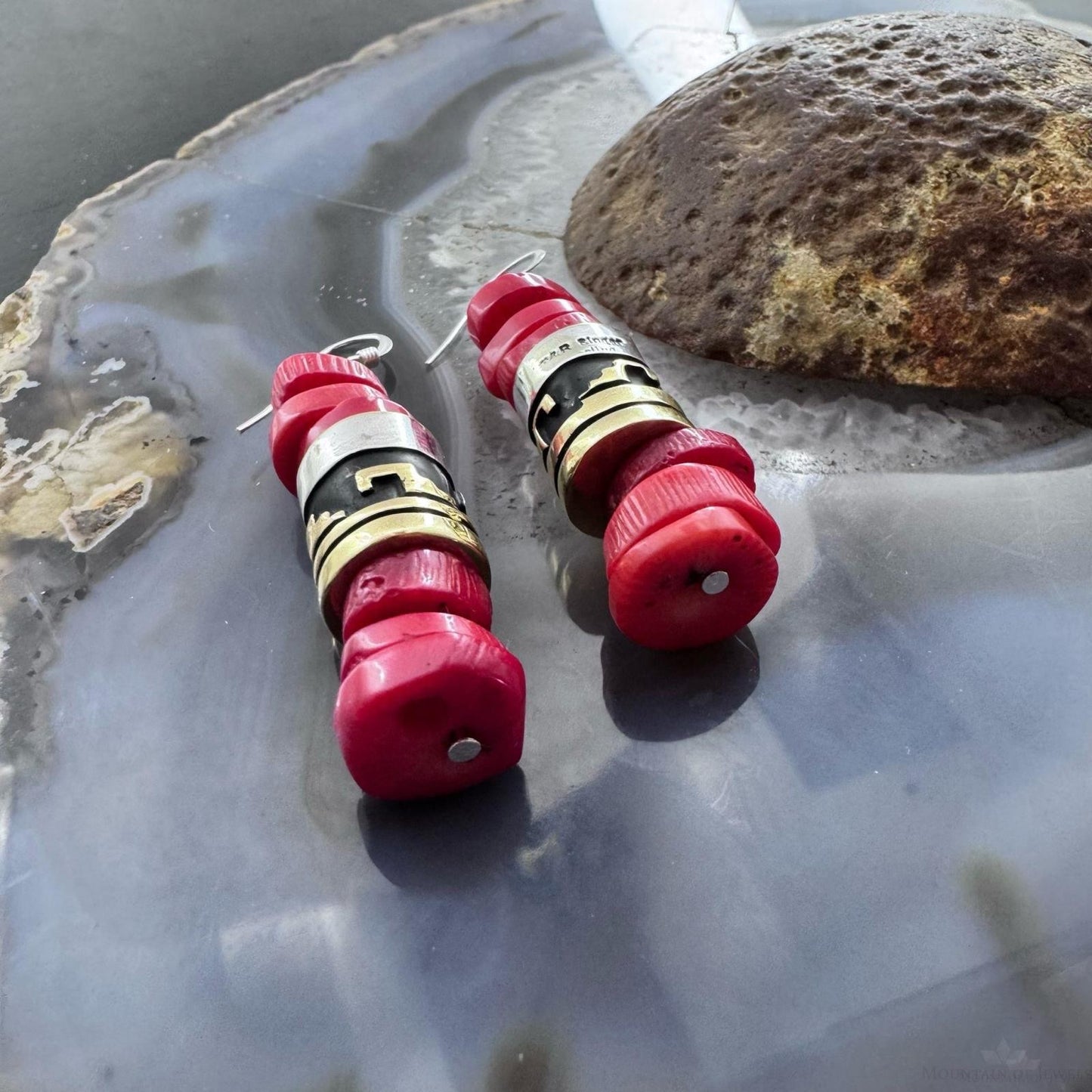 Tommy & Rosita Singer Sterling Silver Red Jasper Bead Dangle Earrings For Women