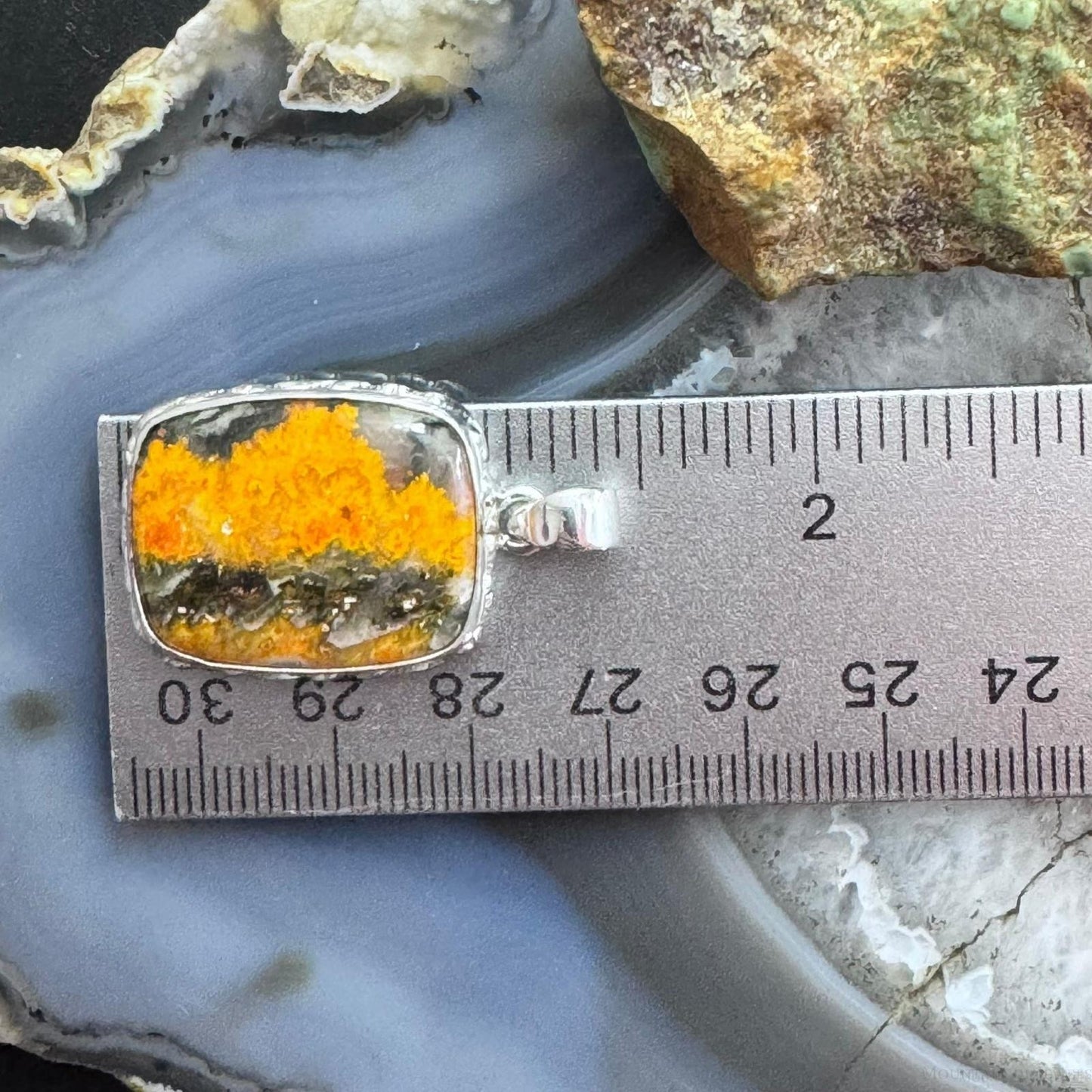 Sterling Silver Southwestern Style Rectangle Eclipse Jasper Pendant For Women