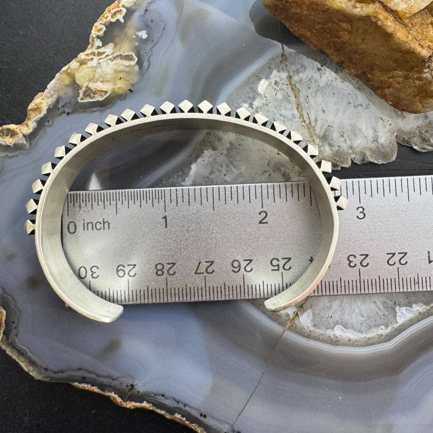 Leander Tahe Native American Sterling Silver Heavy 3D Geometric Bracelet For Men