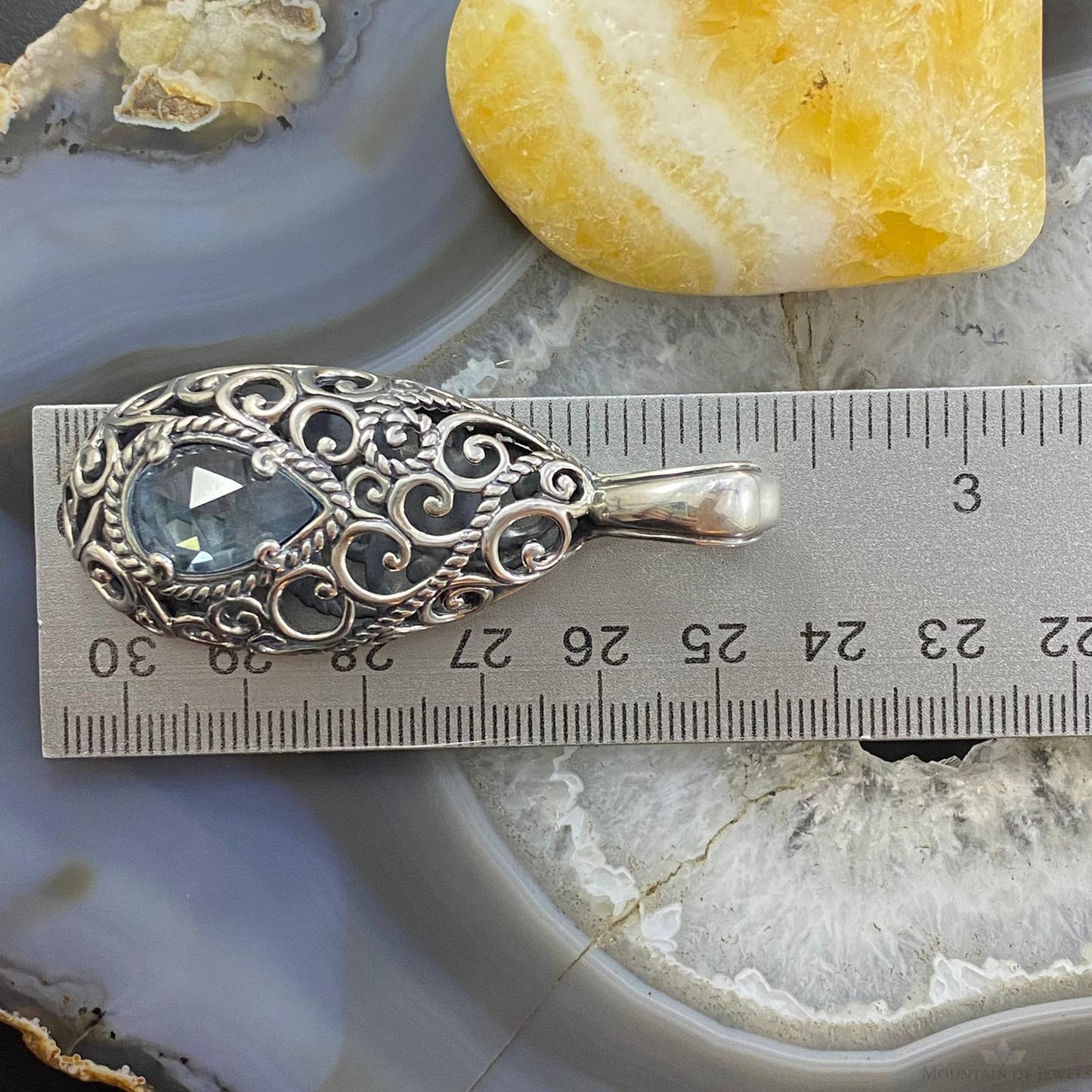 Carolyn Pollack Vintage Southwestern Style Sterling Gemstone Filigree Pendant