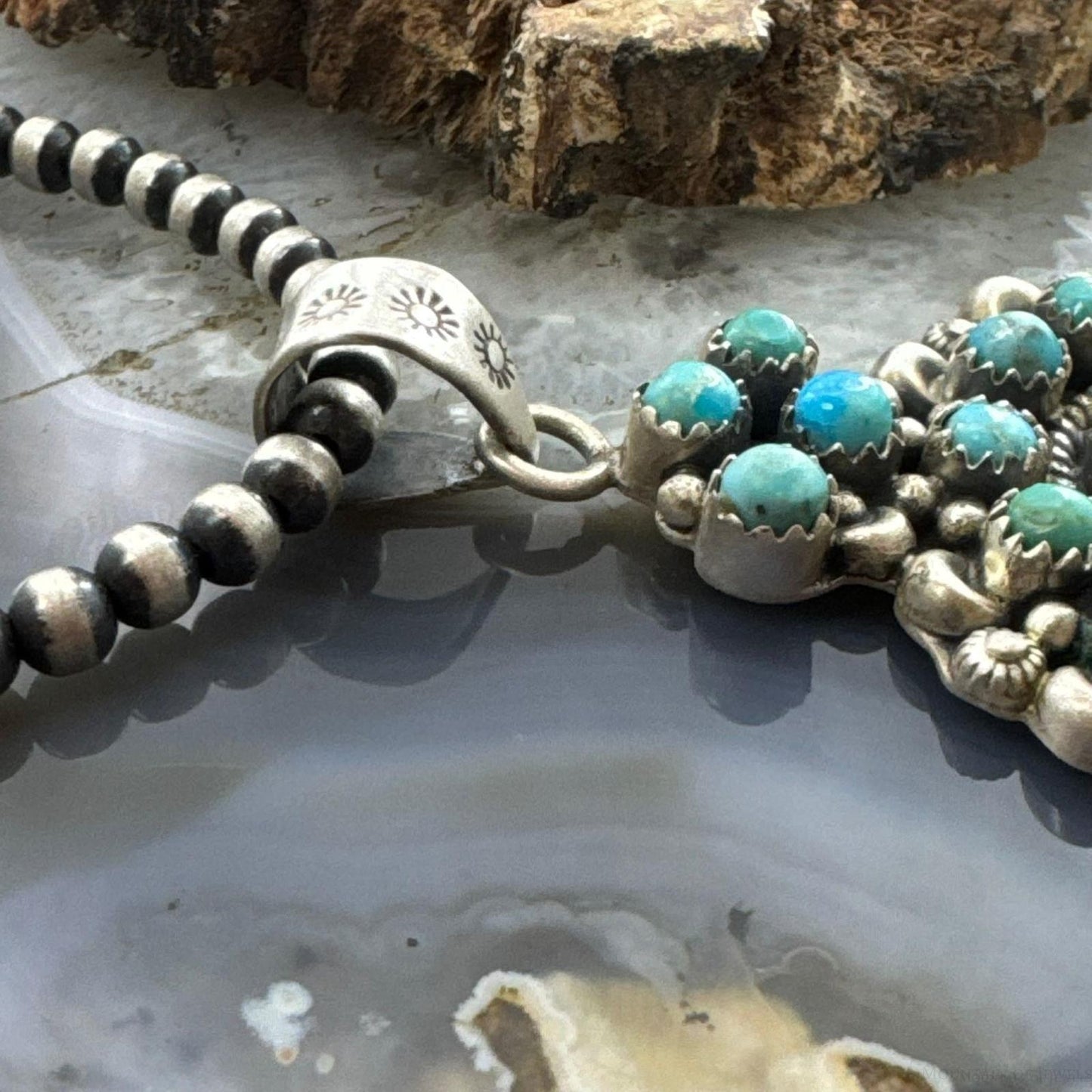 Sterling Silver Southwestern Style Multi Turquoise Decorated Naja Pendant For Women