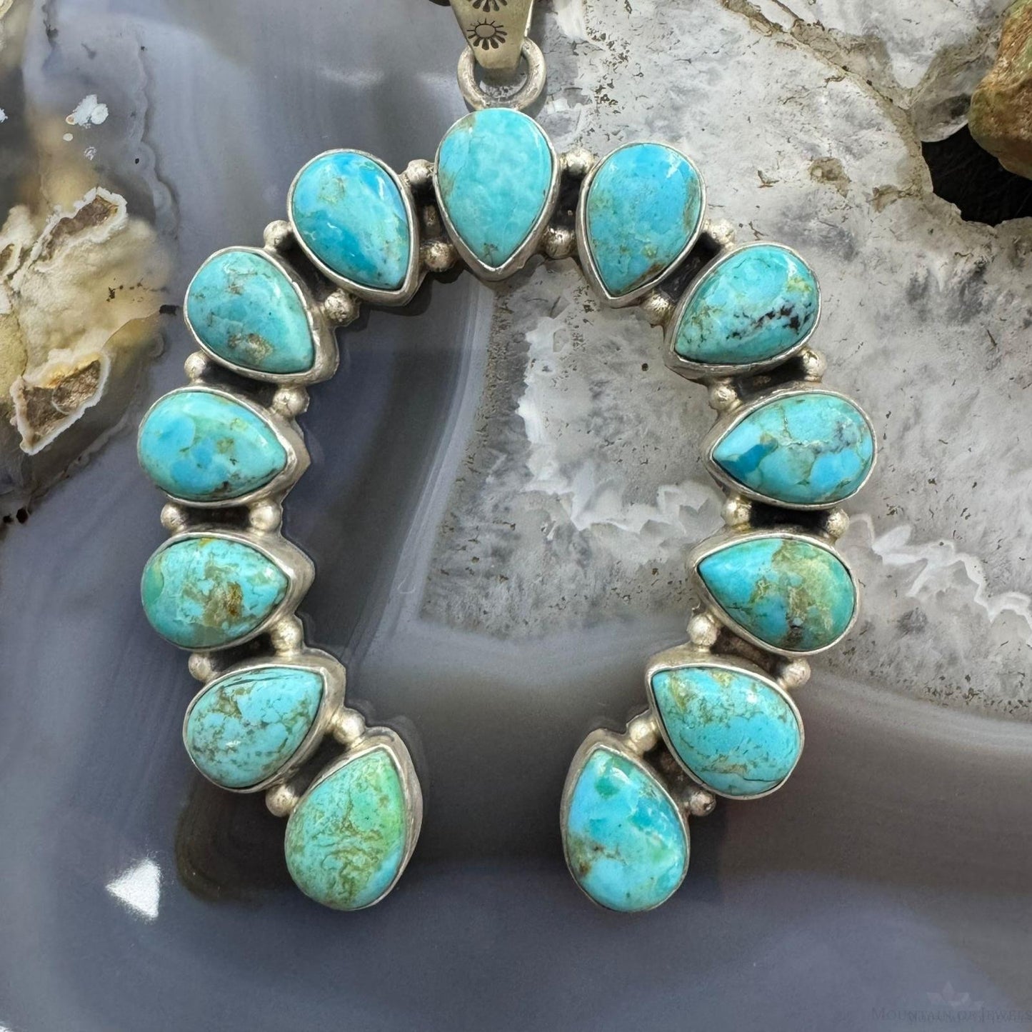 Sterling Silver Southwestern Style Turquoise Decorated Naja Pendant For Women