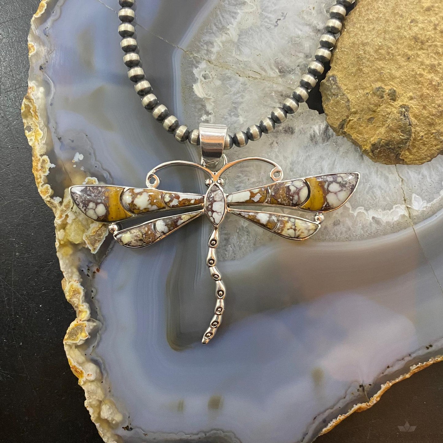Native American Sterling Silver Wild Horse Dragonfly Pendant For Women