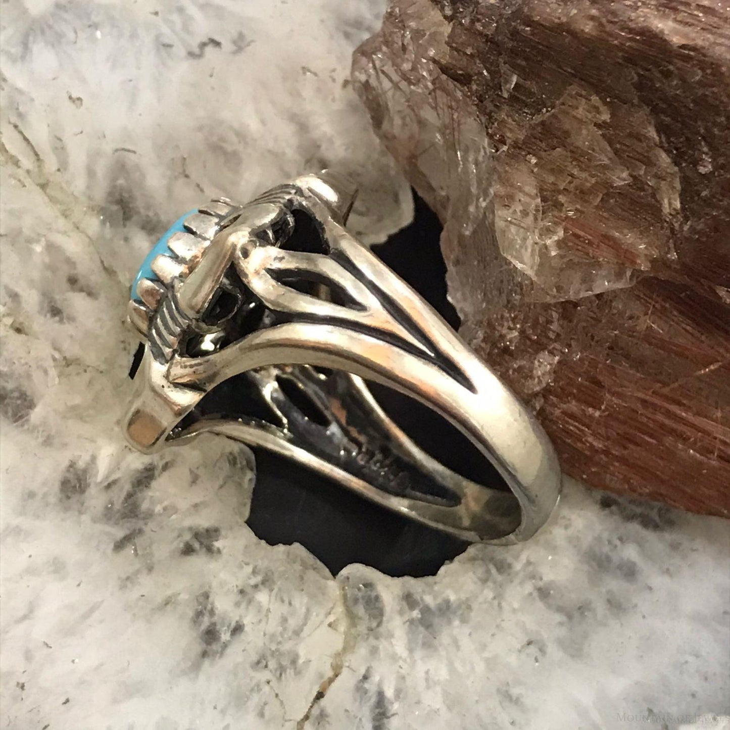 Carolyn Pollack Sterling Silver Sleeping Beauty Turquoise & Onyx Ring Size 10 For Women