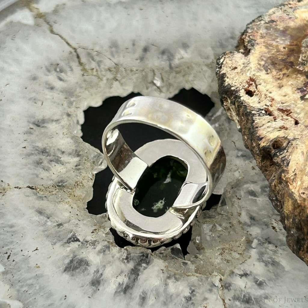 Sterling Silver Southwestern Style Oval Chrome Chalcedony Ring Size 7 For Women