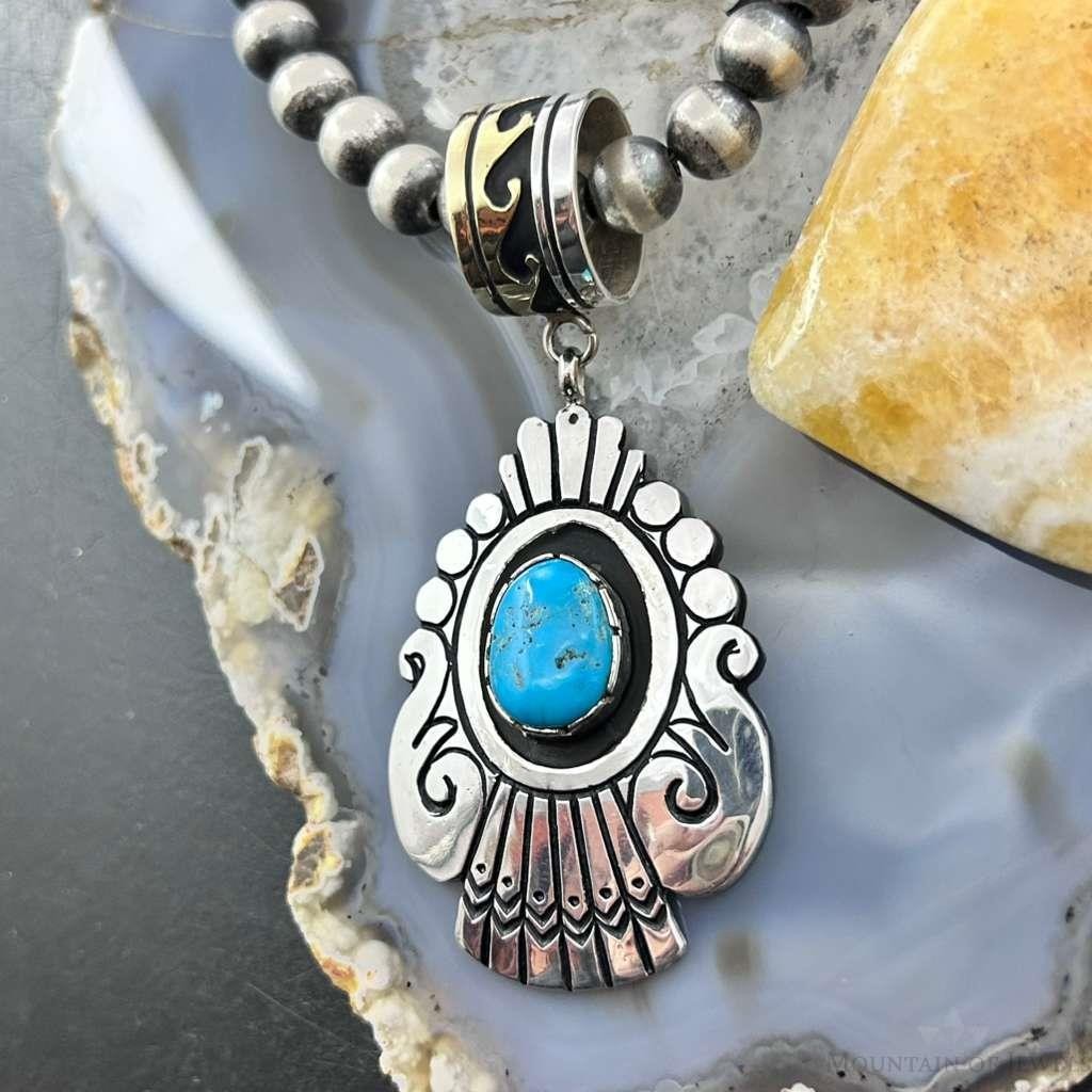 Tommy & Rosita Singer Sterling Silver Overlay w/Turquoise Unisex Pendant #1