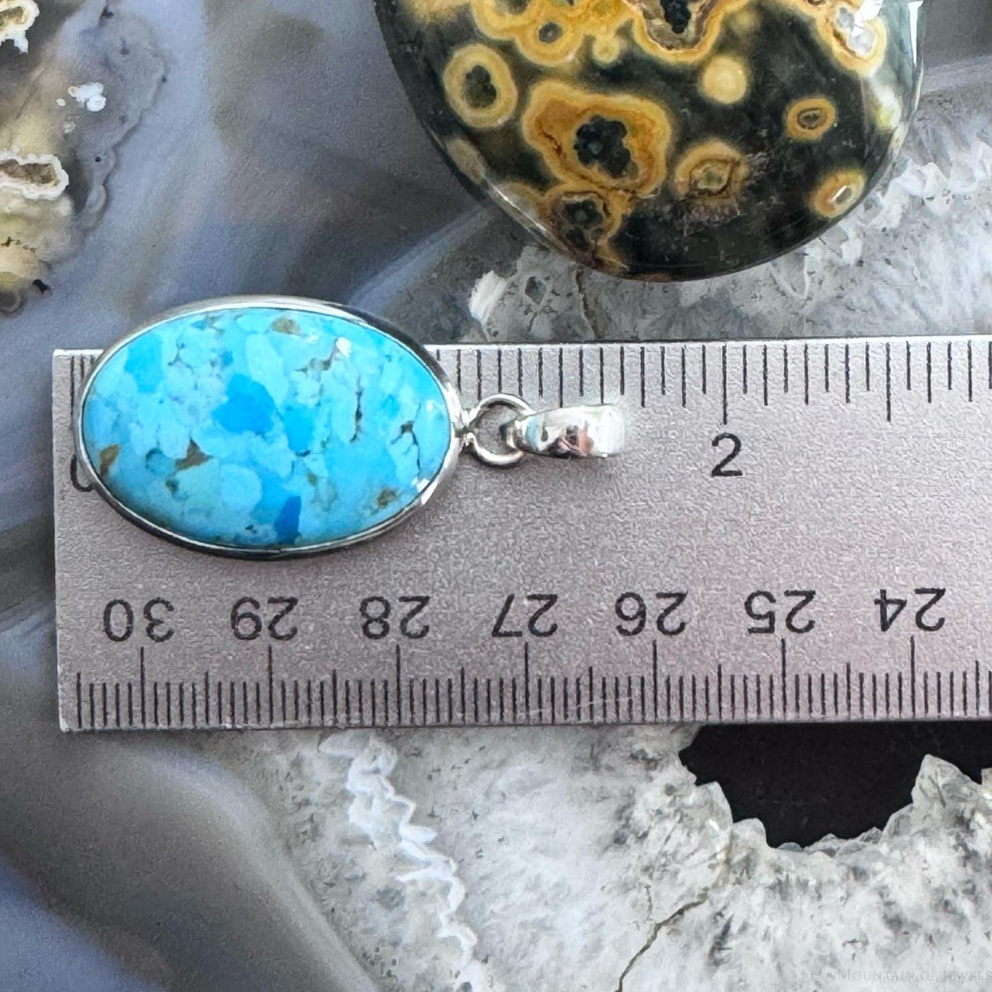 Sterling Silver Southwestern Style Oval Apatite Decorated Pendant For Women