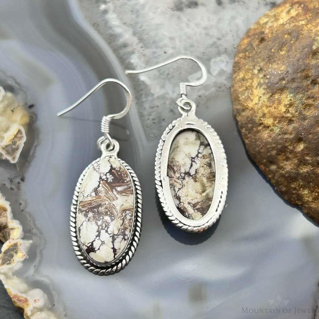 Sterling Silver Southwestern Style Oval Wild Horse Dangle Earrings For Women #1