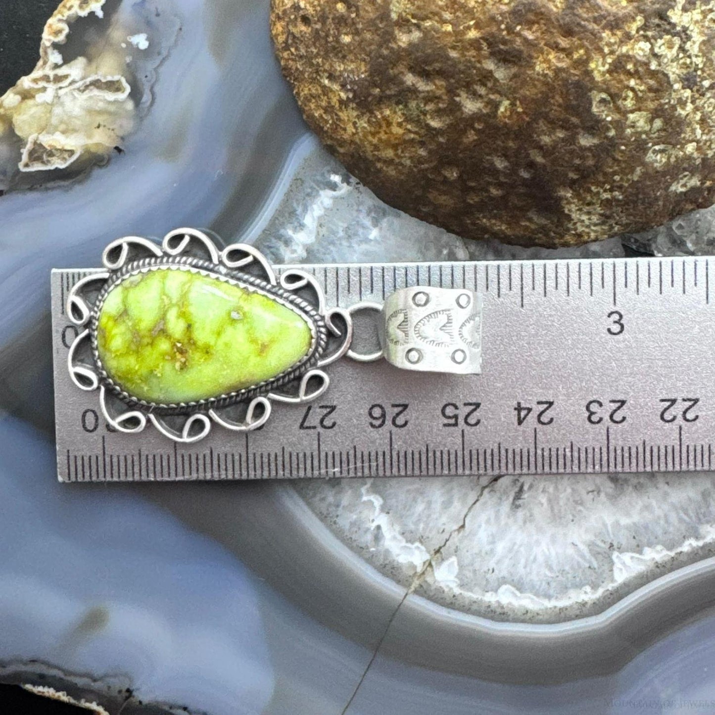 Sterling Silver Southwestern Style Large Teardrop Palomino Pendant For Women