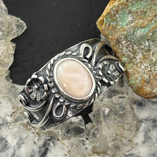 Carolyn Pollack Sterling Silver Oval Mother of Pearl Decorated Ring For Women