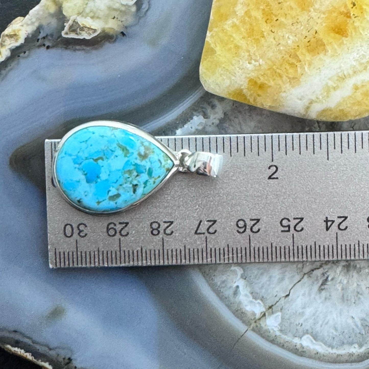 Sterling Silver Southwestern Style Teardrop Apatite Decorated Pendant For Women