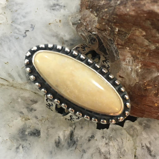 Carolyn Pollack Sterling Silver Elongated Marquise Fossilized Coral Decorated Ring For Women