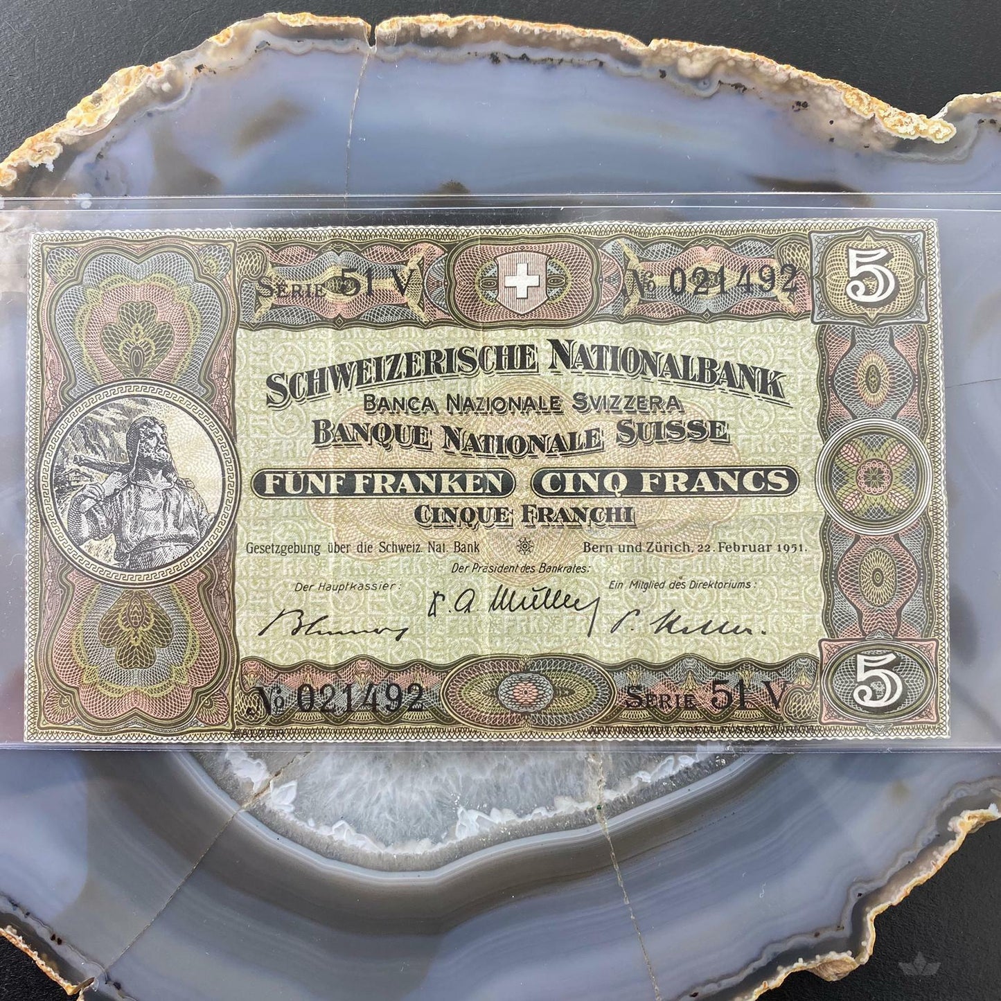 1951 Switzerland 5 Francs 5 Franken Banknote Excellent Condition Collectible