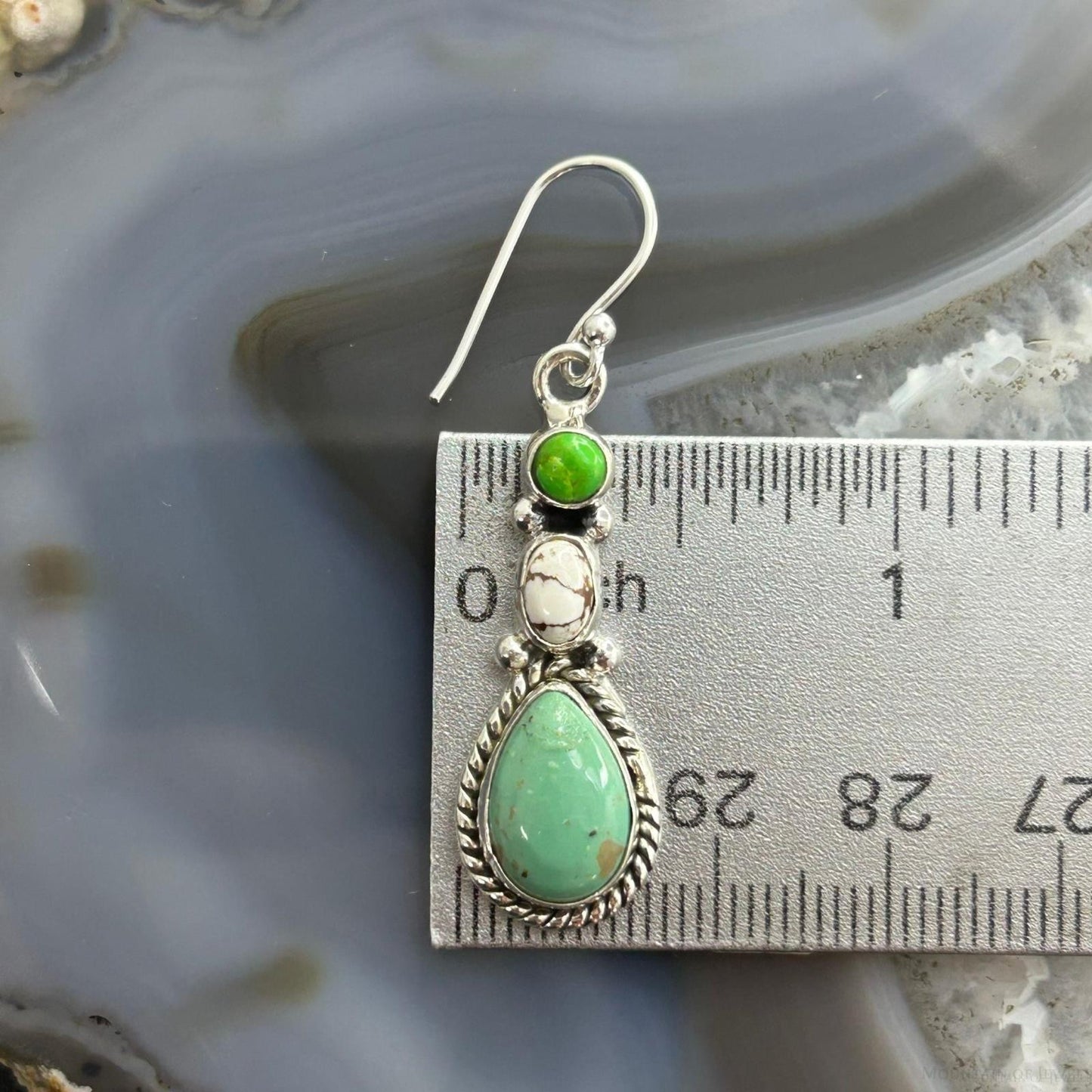 Sterling Silver Southwestern Style Multistone Dangle Earrings For Women #13