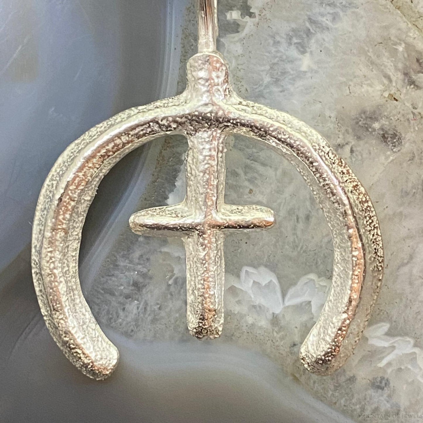Ira Custer Native American Sterling Silver Tufa Cast Unisex Cross & Naja Pendant