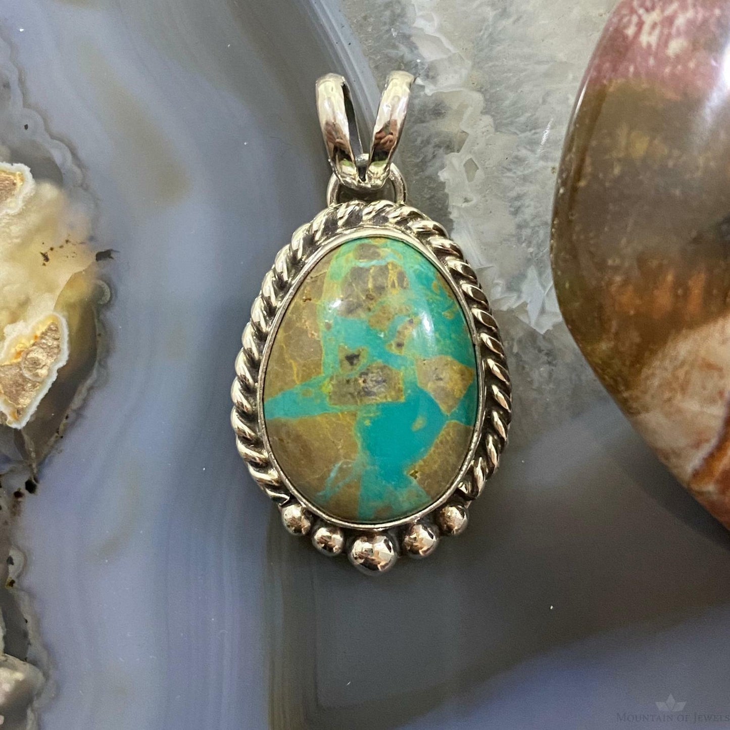 Monica Silversmith Native American Sterling Silver Turquoise Unisex Pendant