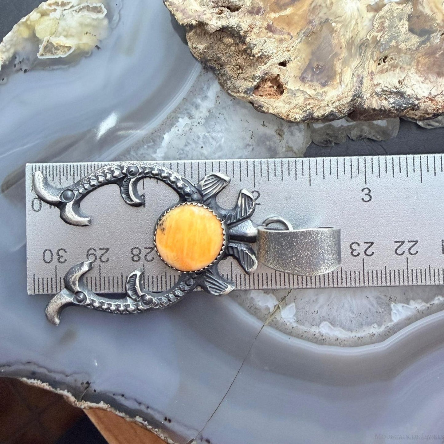 Eva & Linberg Billah Sterling Silver Orange Spiny Oyster Decorated Unisex Naja Pendant