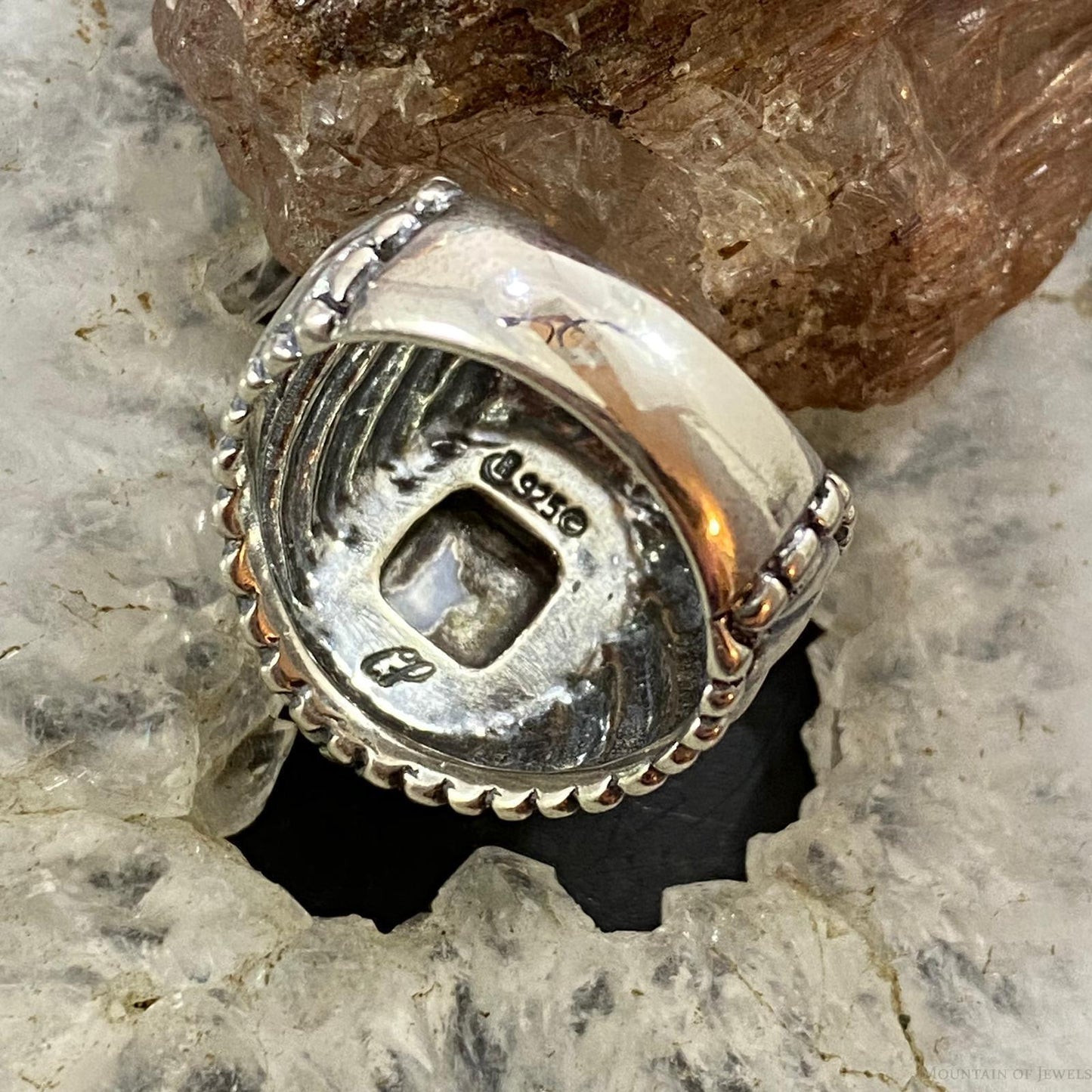Carolyn Pollack Southwestern Style Sterling Silver Oval Black Onyx Decorated Shield Ring For Women