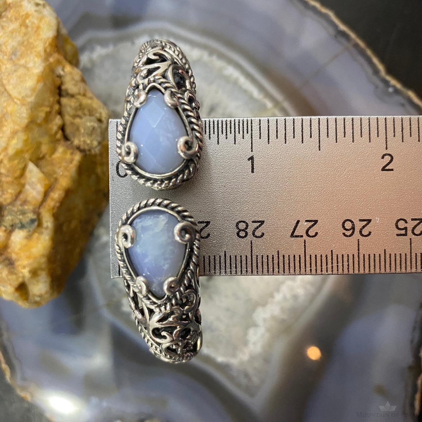 Carolyn Pollack Sterling Silver Blue Lace Agate Doublet Decorated Hinged Bracelet For Women