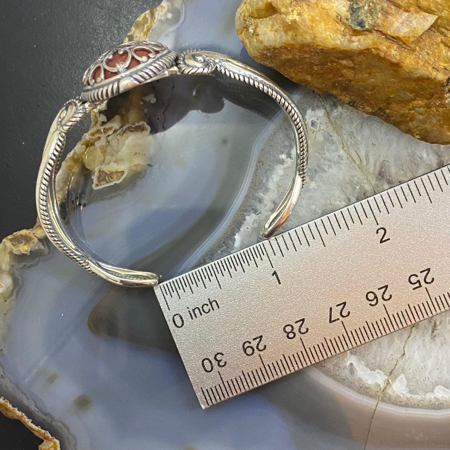 Carolyn Pollack Sterling Silver Frosted Orange Agate Decorated Bracelet For Women