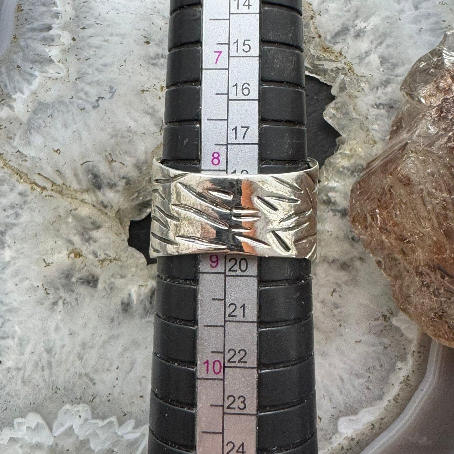 Sterling Silver Rose with Decorated Band Fashion Ring For Women, Taxco Mexico