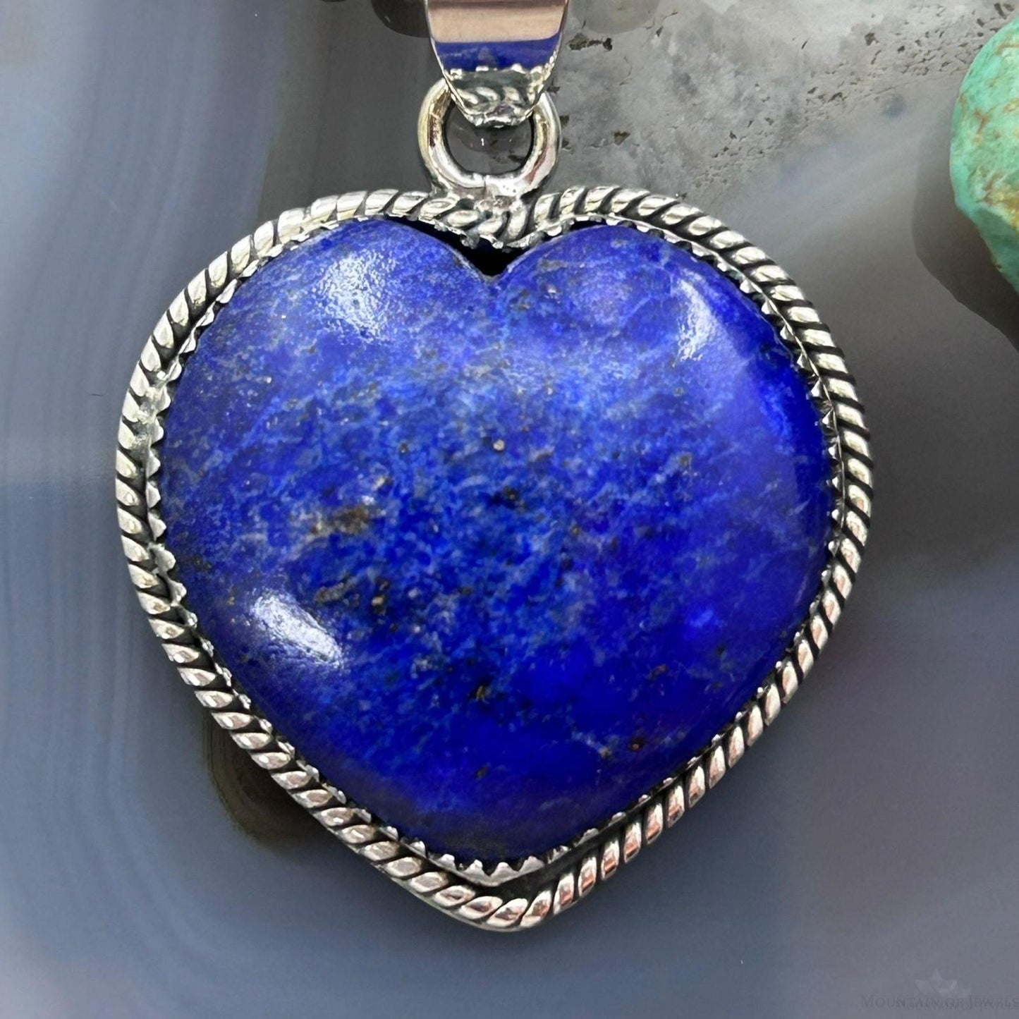 Sterling Silver Southwestern Style Lapis Lazuli Heart Pendant For Women #1