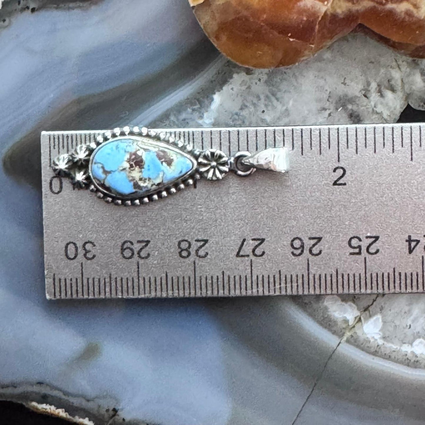 Sterling Silver Southwestern Style Teardrop Golden Hill Turquoise Pendant For Women #1