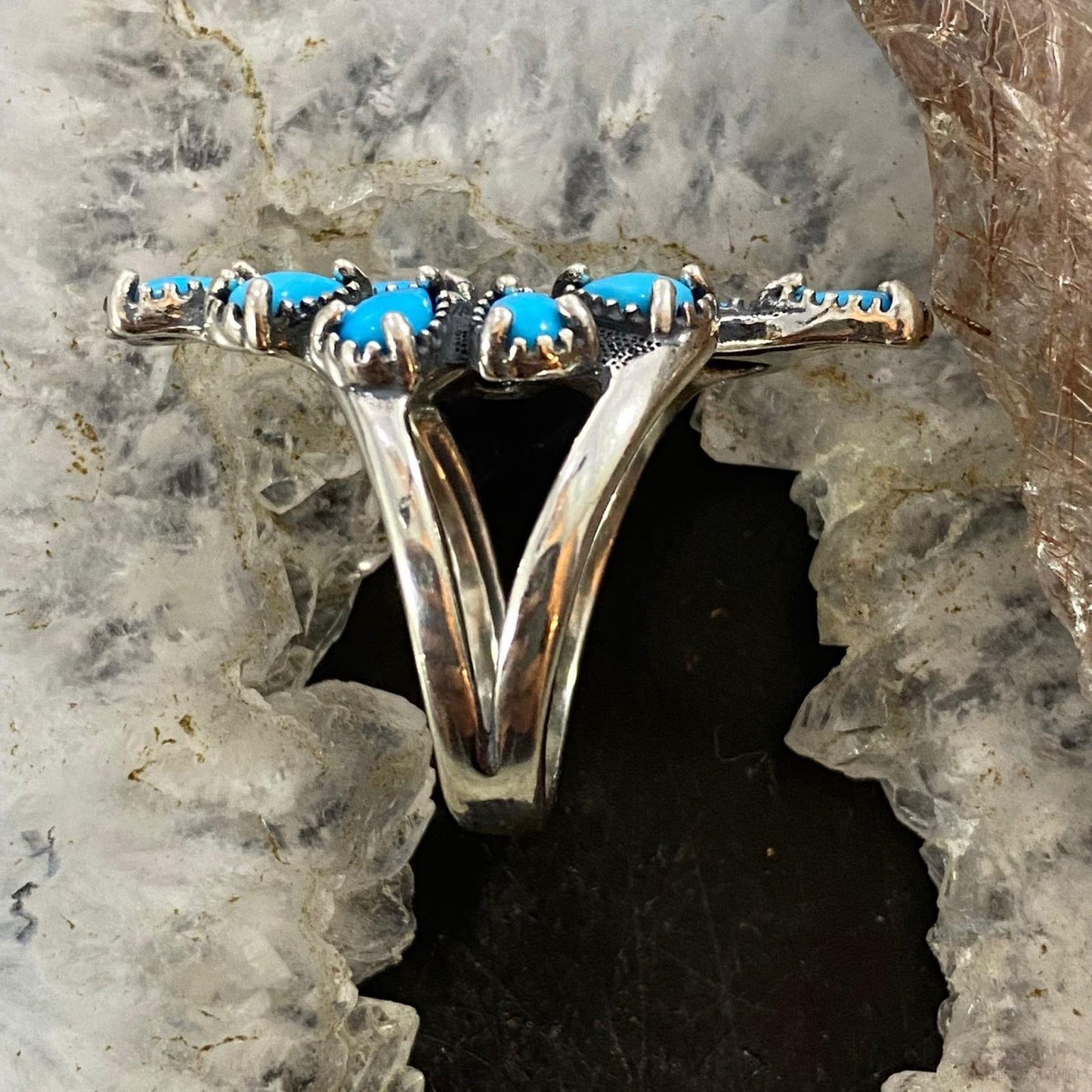 Carolyn Pollack Sterling Turquoise Cluster Decorated Ring Variety of Sizes
