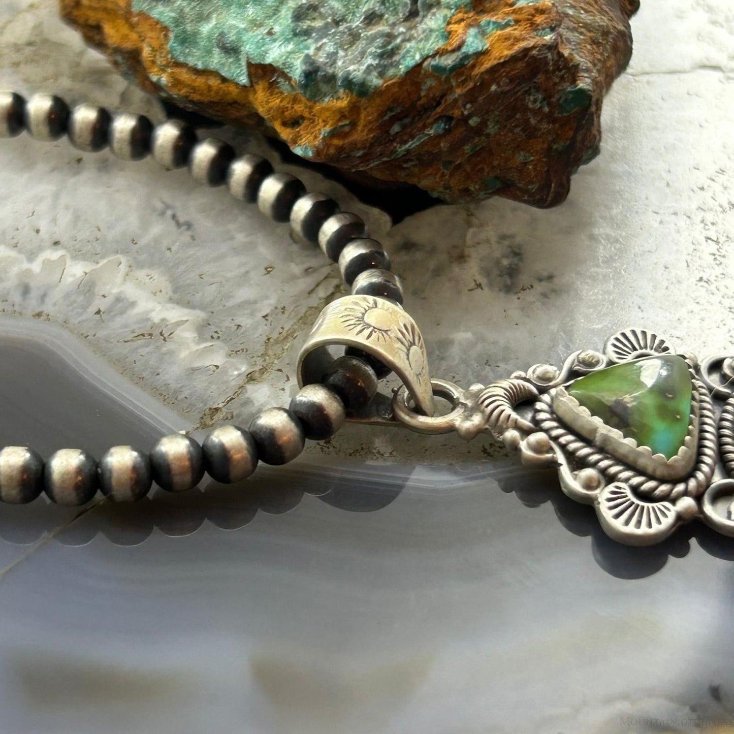 Sterling Silver Southwestern Style 3 Sonora Gold Turquoise Decorated Pendant For Women #2