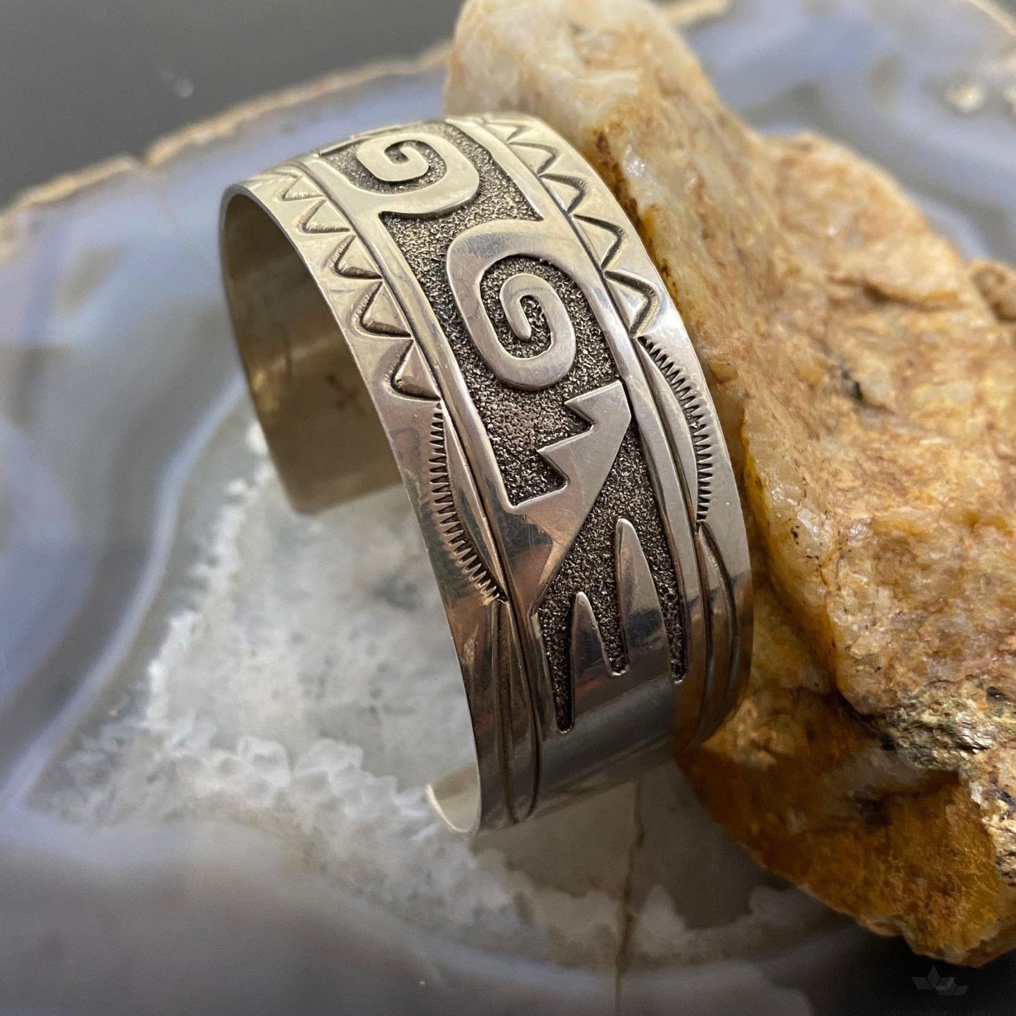 Gibson Gene Navajo Vintage Native American Sterling Silver Overlay Bracelet