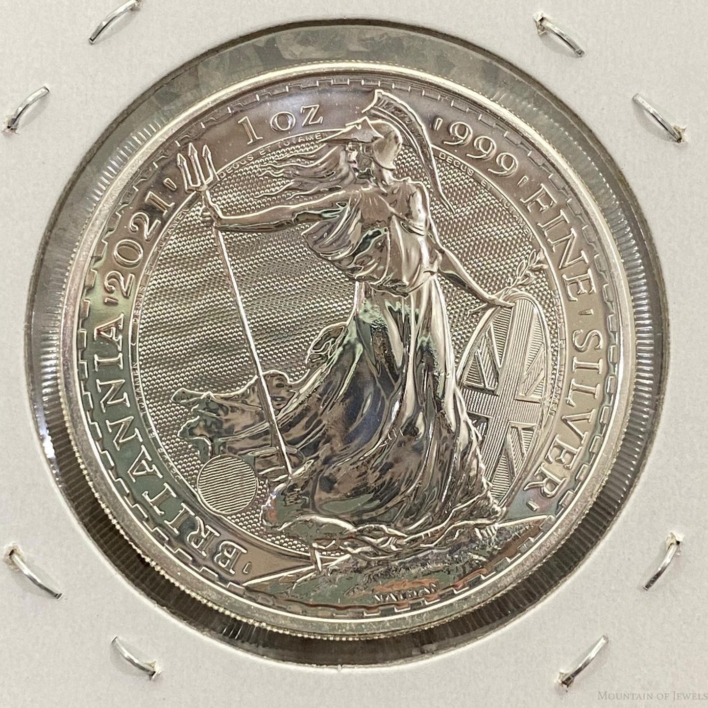 2021 UK 1.0 Ounce Britania 2 Pounds .9999 Fine Silver BU #13122-3