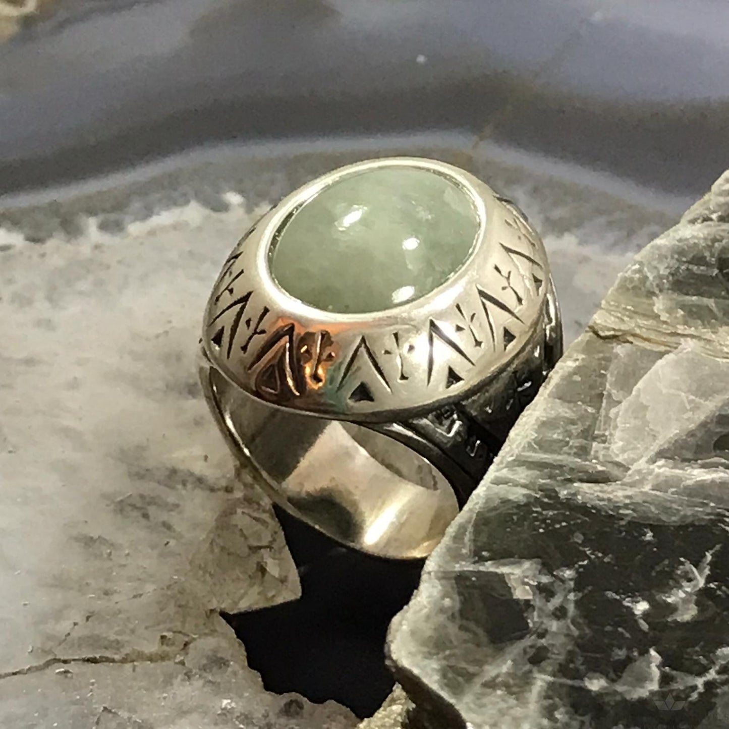 Carolyn Pollack Sterling Silver Oval Amazonite Decorated Ring Size 6 For Women