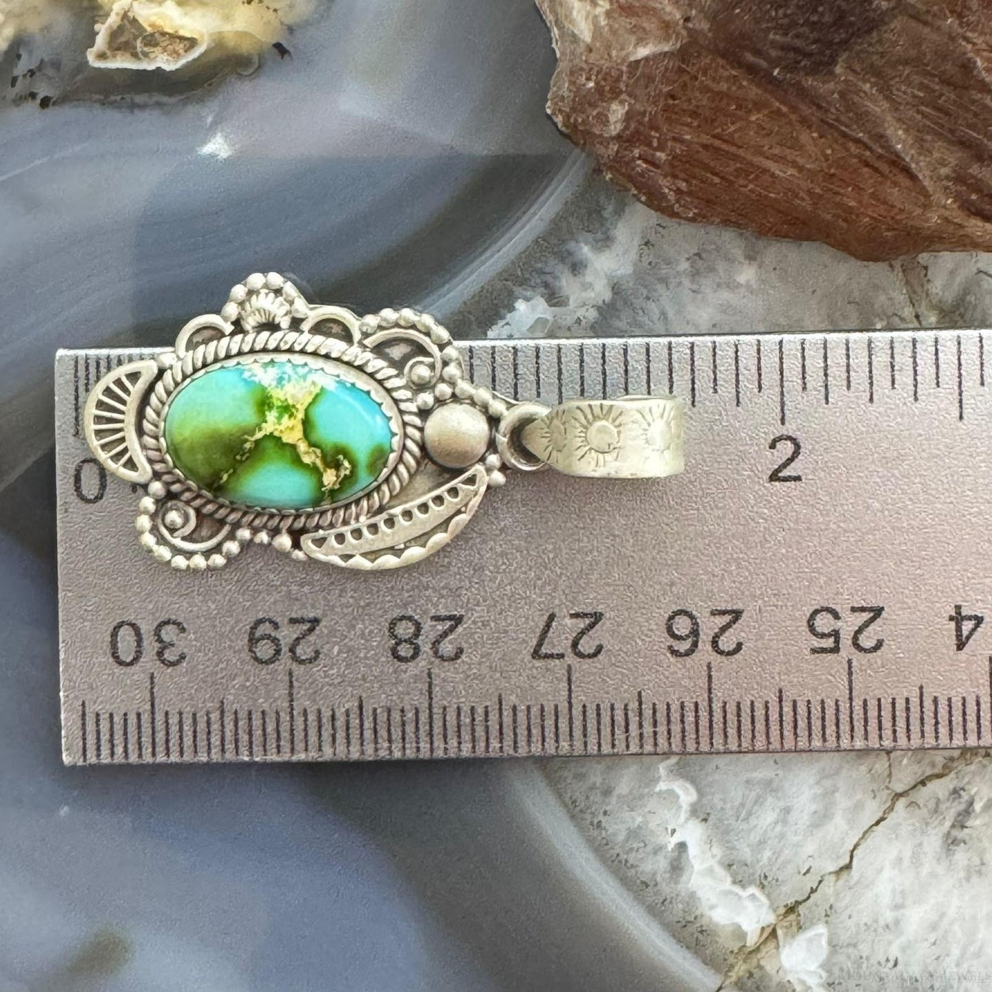 Sterling Silver Southwestern Style Oval Sonora Gold Turquoise Pendant For Women