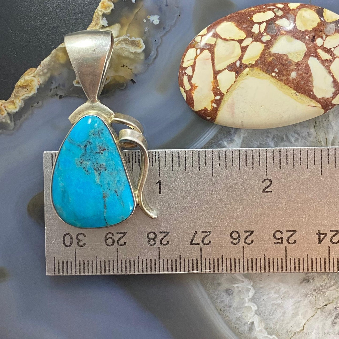 Gary G Sanchez Vintage Native American Sterling Turquoise Decorated Pendant