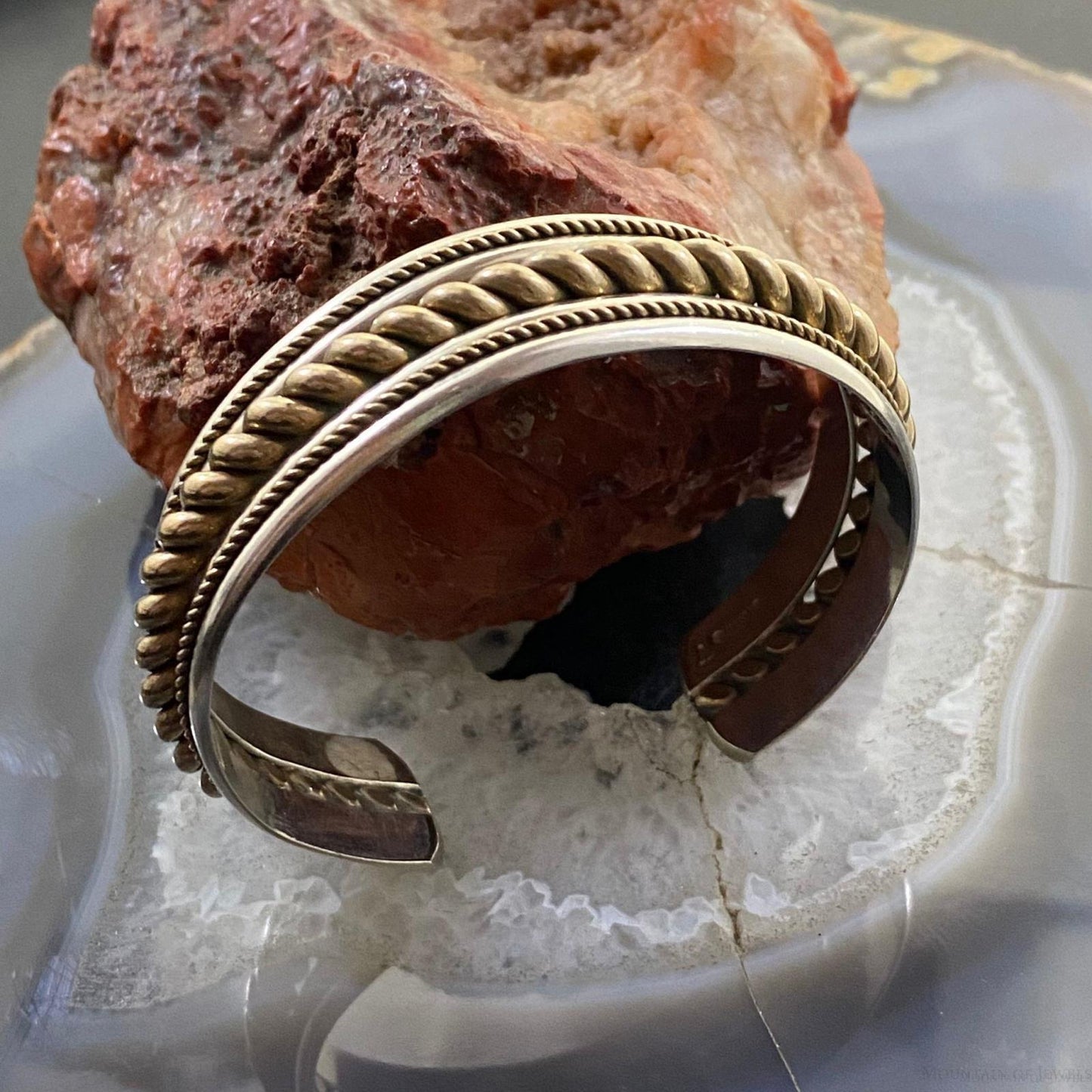Vintage Native American Sterling Silver &Brass Coil Stackable Bracelet For Women